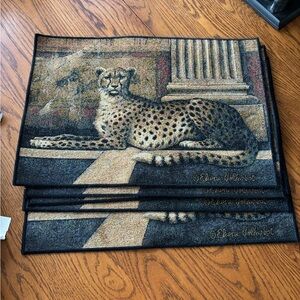 Elegant Cheetah Tapestry Placemats VTG Elaine Vollherbst